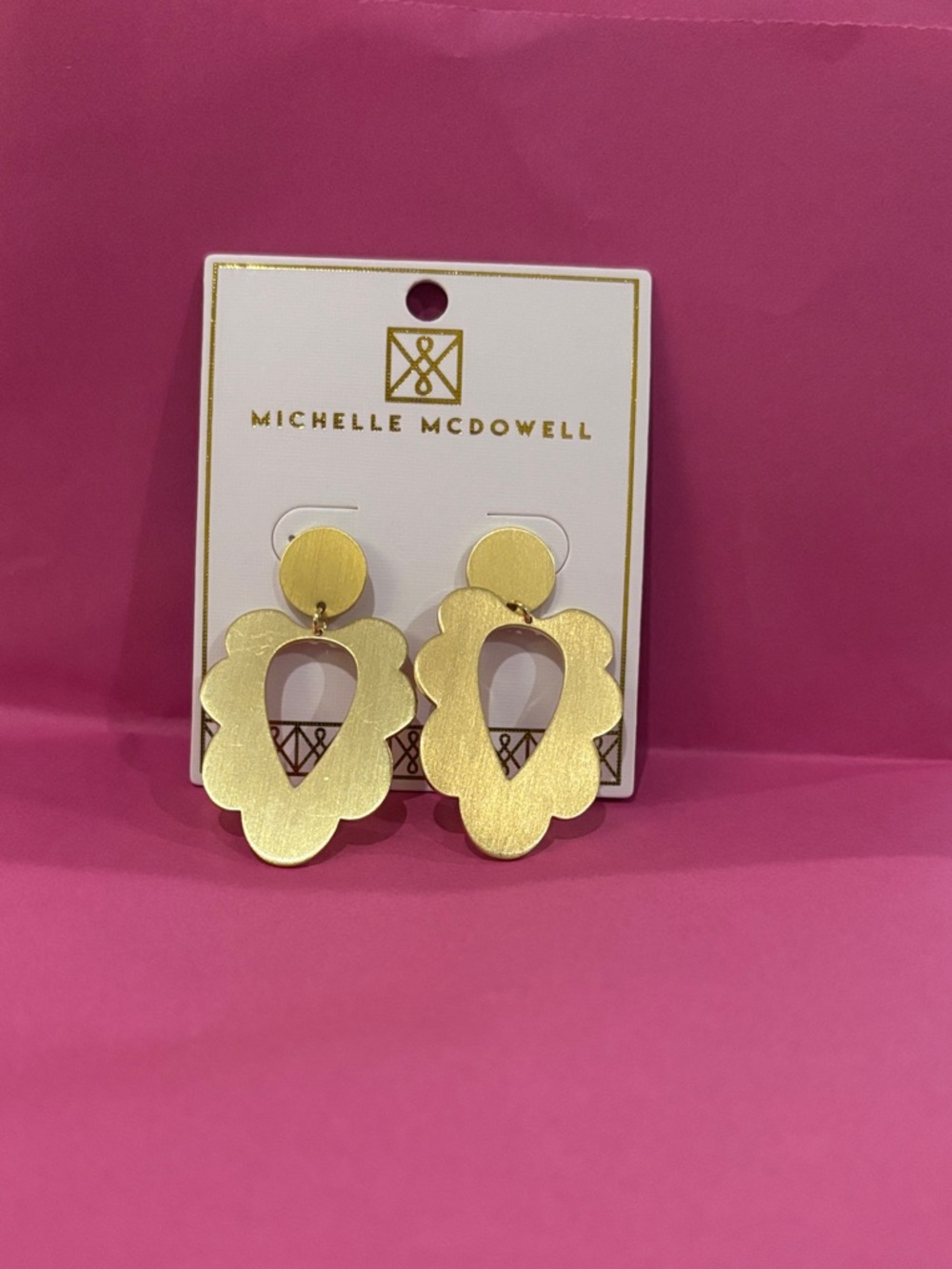 Michelle McDowell Gold Floral Cutout Drop Earrings